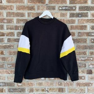 Zara Men’s Color Block Sweater Black White Yellow Small